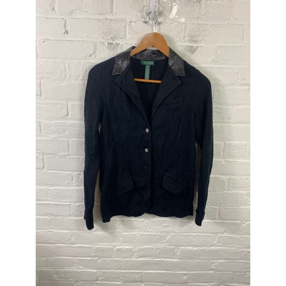 Lauren Ralph Lauren Women's Button Front Blazer Jacket Long Sleeve Black Size PM - Picture 1 of 4